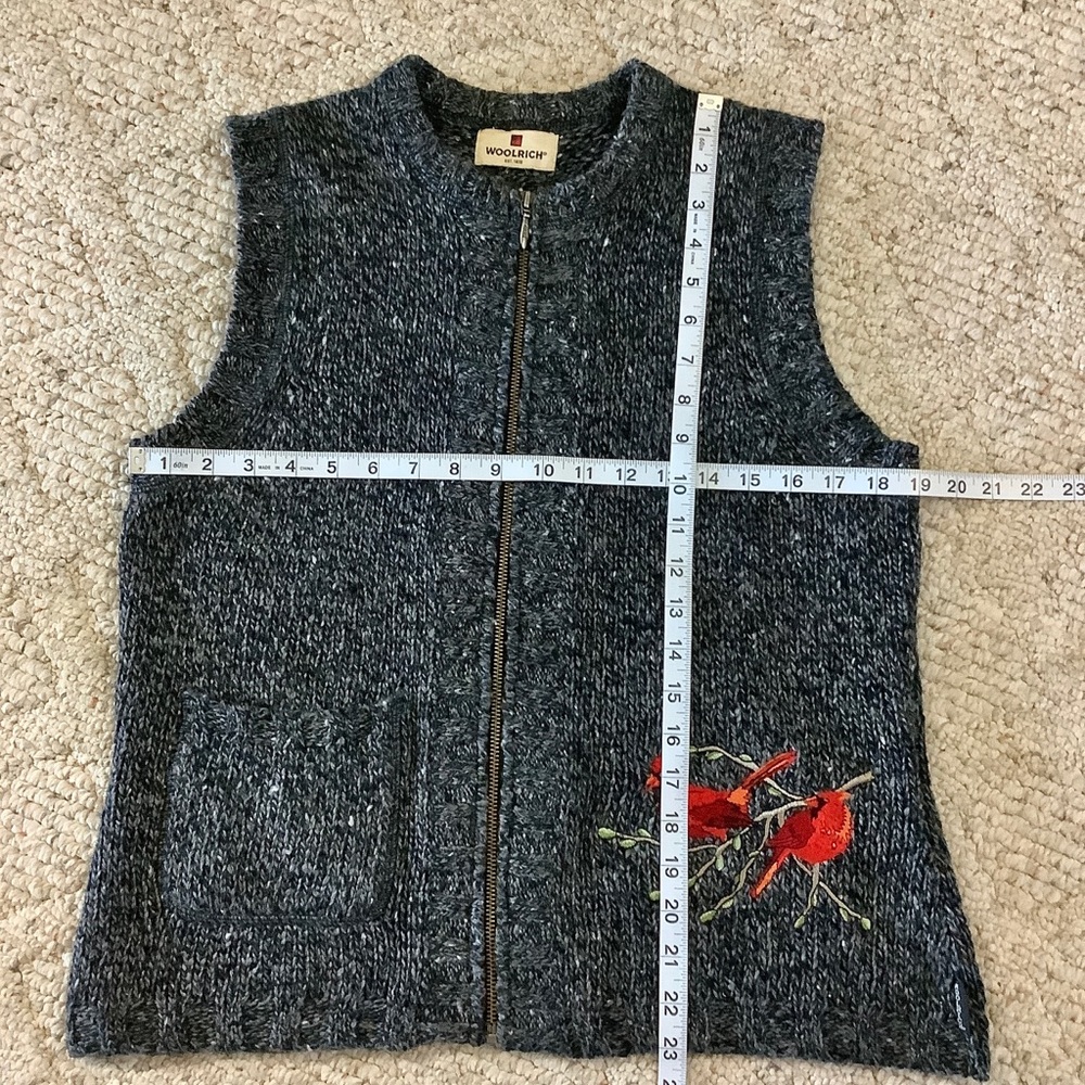 WOOLRICH “Black Heather” Wool Cardinal Sweater Vest SZ-S Petite - Picture 9 of 11